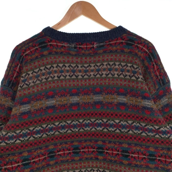 90's WOOLRICH ウールリッチ フェアアイル柄 ニット セーター バーガンディー ネイビー Size L 福生店