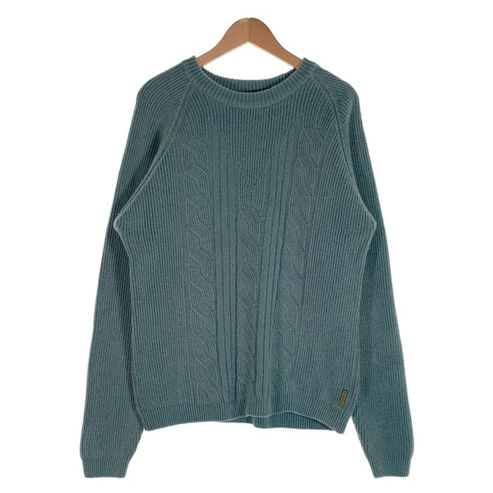 ARMANI JEANS アルマーニジーンズ ウール ポリエステル ケーブルニットセーター クルーネック ラグラン グリーン イタリア製 Size L 福生店