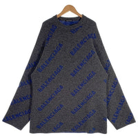 BALENCIAGA バレンシアガ 20AW ALL OVER LOGO CREWNECK クルーネック ニット セーター グレー 623283 T1567 Size M 福生店