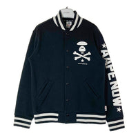 AAPE エーエイプ ASW3035 前後プリント 袖ロゴ スウェットスタジャン ブラック sizeL 瑞穂店