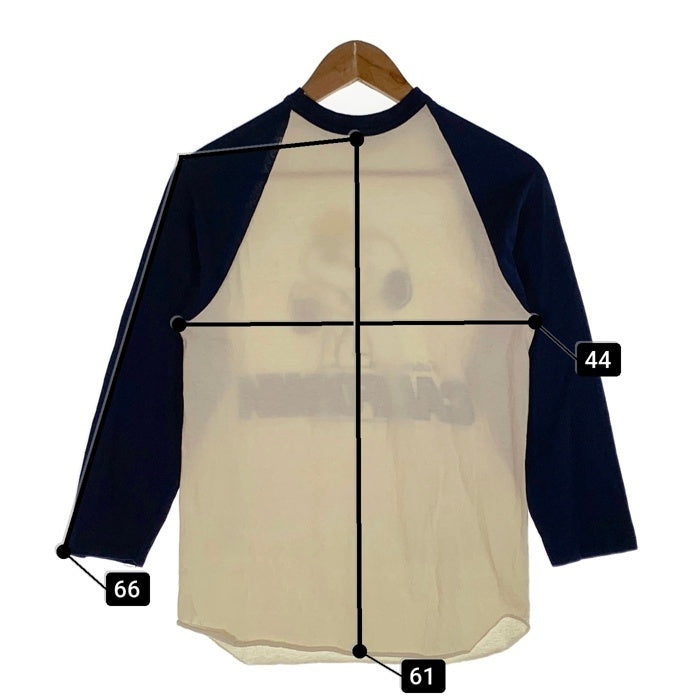 70's ARTEX SCHULZ CALIFORNIA スヌーピープリント ラグランスリーブカットソー ホワイト ネイビー Size M 福生店