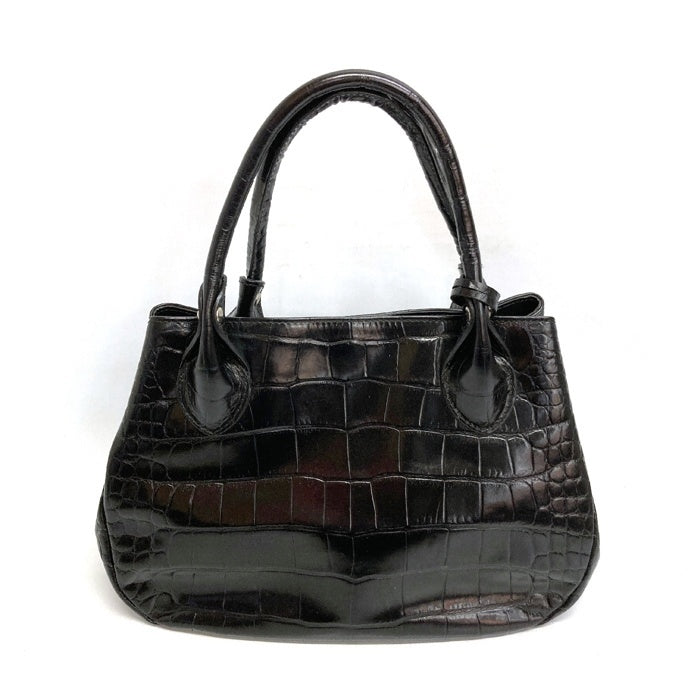 FURLA フルラ トートバッグ クロコ型押しハンドバッグ 保存袋付 ブラック 瑞穂店