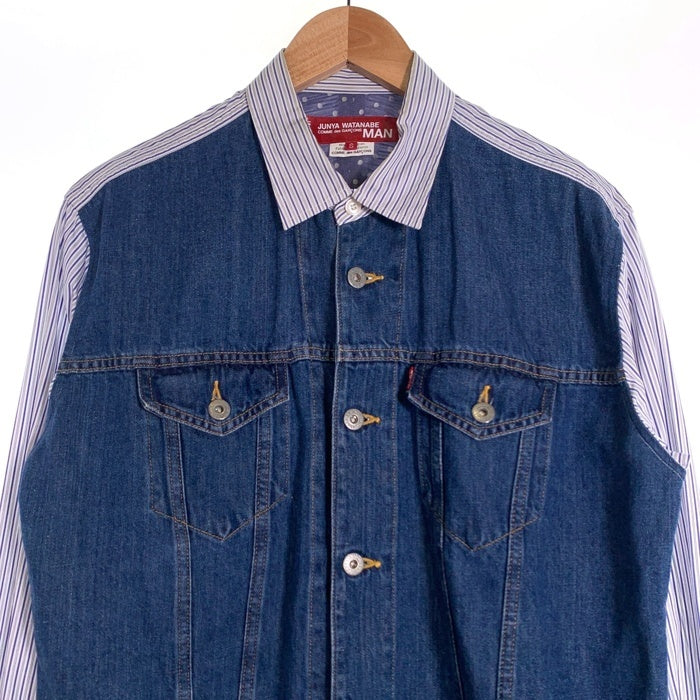 JUNYA WATANABE MAN COMME des GARCONS ジュンヤワタナベマン コムデギャルソン 20SS Levi's リーバイス デニム切替 ストライプシャツ ホワイト インディゴ WE-B015 Size S 福生店