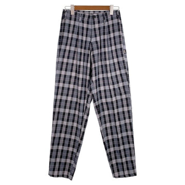80's STUSSY ステューシー コットン チェック柄 1タック ロングパンツ グレー ブラック USA製 黒タグ Size 29 福生店