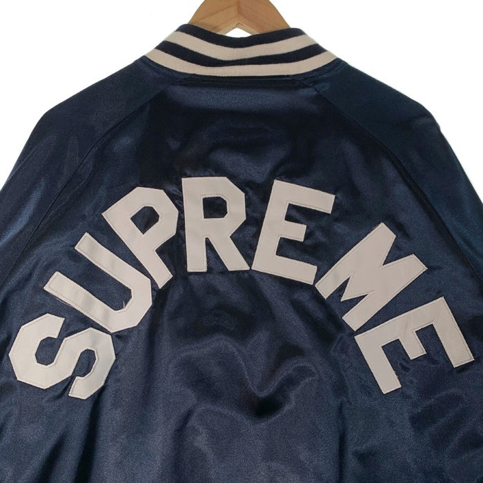 SUPREME シュプリーム 13SS Champion チャンピオン Satin Jacket サテンジャケット スタジャン アーチロゴ ネイビー Size L 福生店