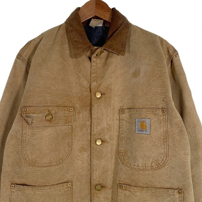 80's Carhartt カーハート ミシガンチョアコート カバーオール ダック ベージュ USA製 Size M 相当 福生店