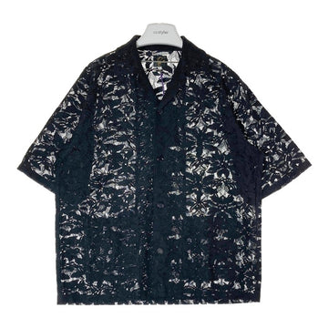 Needles ニードルズ Cabana Shirt カバナシャツ C Pe R Lace Cloth FLOWER フラワーレース 半袖 ブラック MR252 Size L 瑞穂店