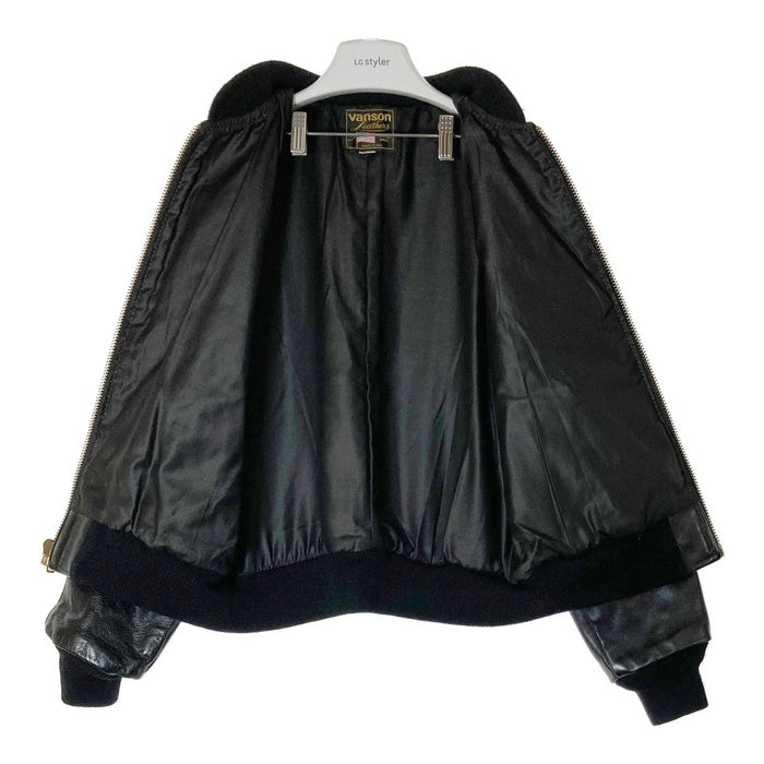 VANSON バンソン TJ USA製 レザー チームジャケット ブラック size42 瑞穂店