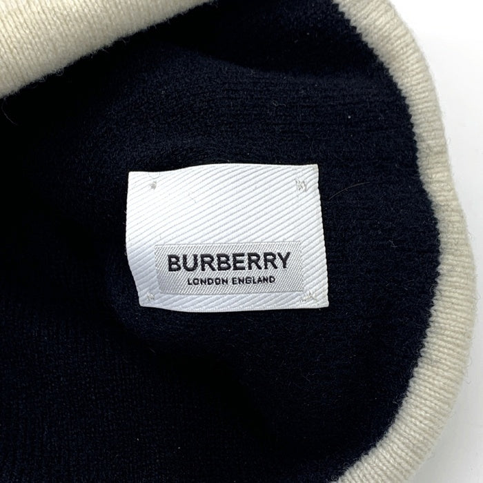 BURBERRY LONDON ENGLAND バーバリー ニットビーニー ブラック ホワイト 福生店
