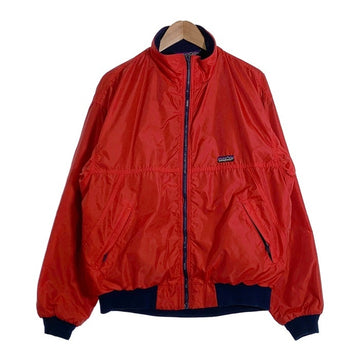 80`s~ patagonia パタゴニア シェルドシンチラジャケット 内フリース レッド ネイビー USA製 Size L 福生店