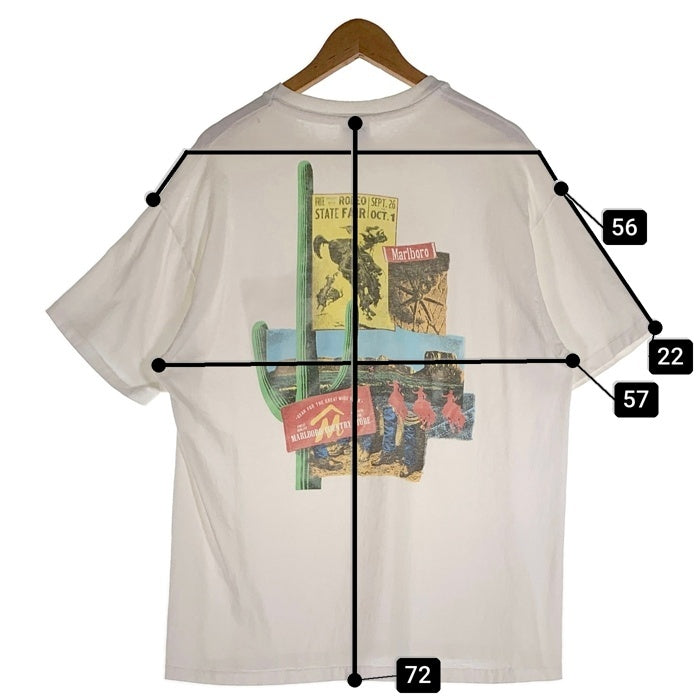 Marlboro マルボロ CACTUS RODEO プリントポケットTシャツ ホワイト サボテン Hanes USA製 Size XL 福生店