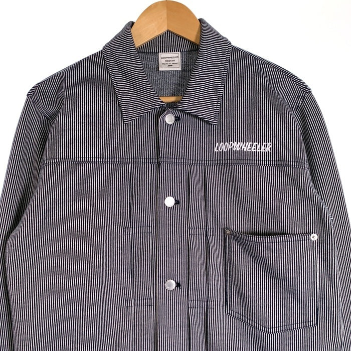 LOOPWHEELER ループウィラー 受注会限定 ヒッコリー 吊り天笠 1stタイプ トラッカージャケット ヒッコリー ストライプ Size M 福生店