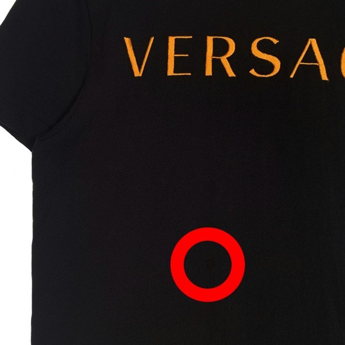 VERSACE ヴェルサーチ ロゴ刺繡 コットン Tシャツ ブラック A87021S Size L 福生店