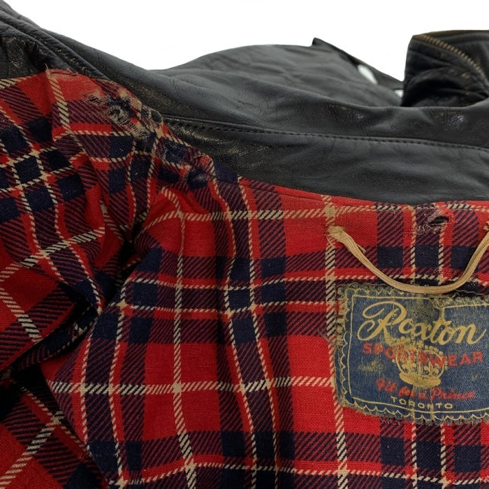 50's Raxton ダブル レザーライダースジャケット ブラック Dポケスタッズ CLIXファスナー Size M 相当 福生店