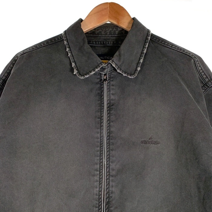 NAUTICA ノーティカ 24SS クラッシュドチノ ジップブルゾン ジャケット グレー USED/ダメージ加工 241-1538 Size L 福生店