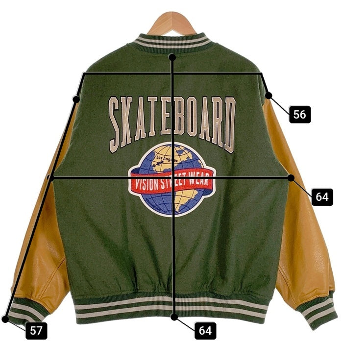 VISION STREET WEAR ヴィジョン ストリートウェアー スタジアムジャケット スタジャン グリーン キャメル1905008-T Size M 福生店