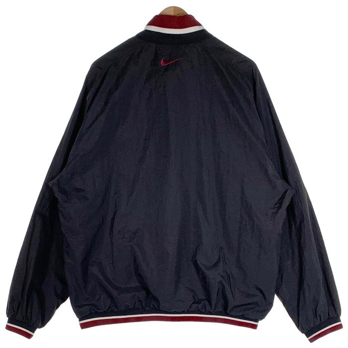 90's NIKE ナイキ ハーフジップ ナイロンジャケット ロゴ刺繡 白タグ ブラック Size XL 福生店