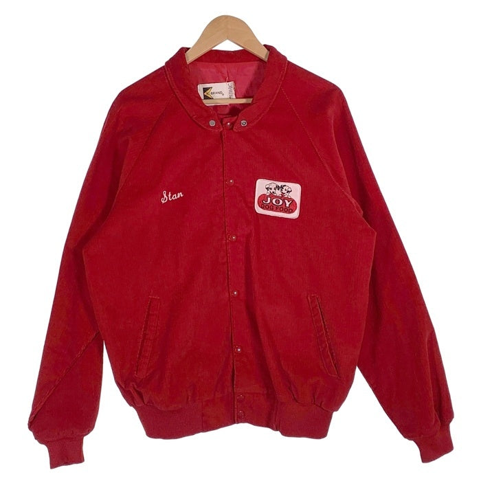 80-90's K-BRAND コーデュロイ リブジャケット ワッペン 刺繡 スナップボタン レッド USA製 Size L 福生店