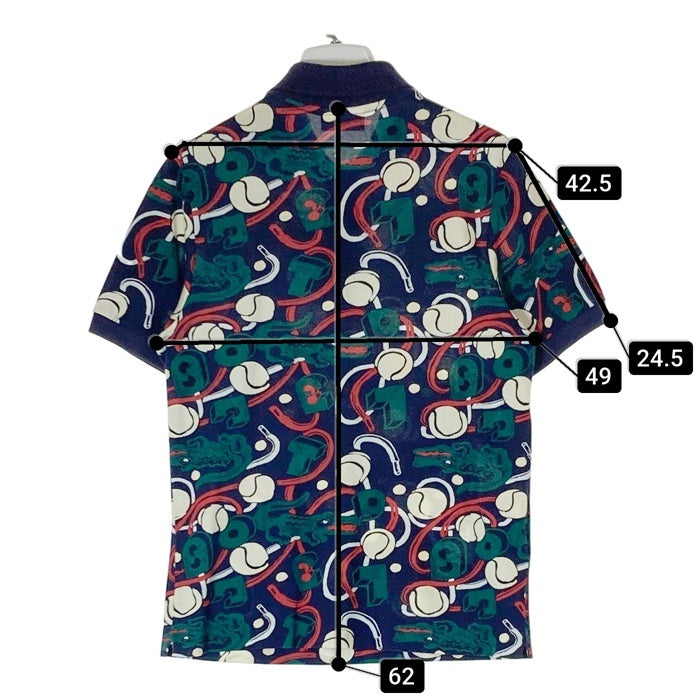 LACOSTE ラコステ ワニ×テニスボール総柄 ポロシャツ ネイビー sizeXS 瑞穂店