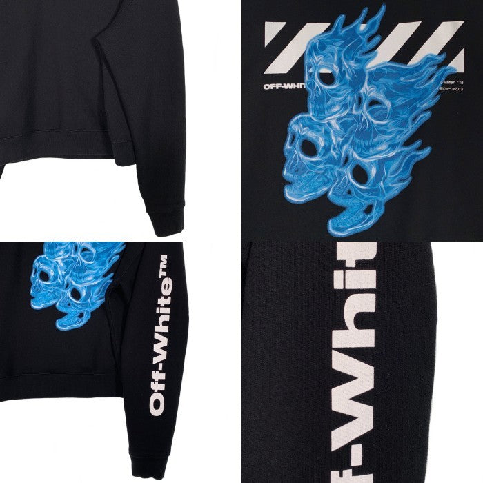 OFF-WHITE オフホワイト DIAG SKULLS OVER CREWNECK クルーネックスウェットトレーナー バックスカル ブラック OMBA035S19D25017 Size L 福生店