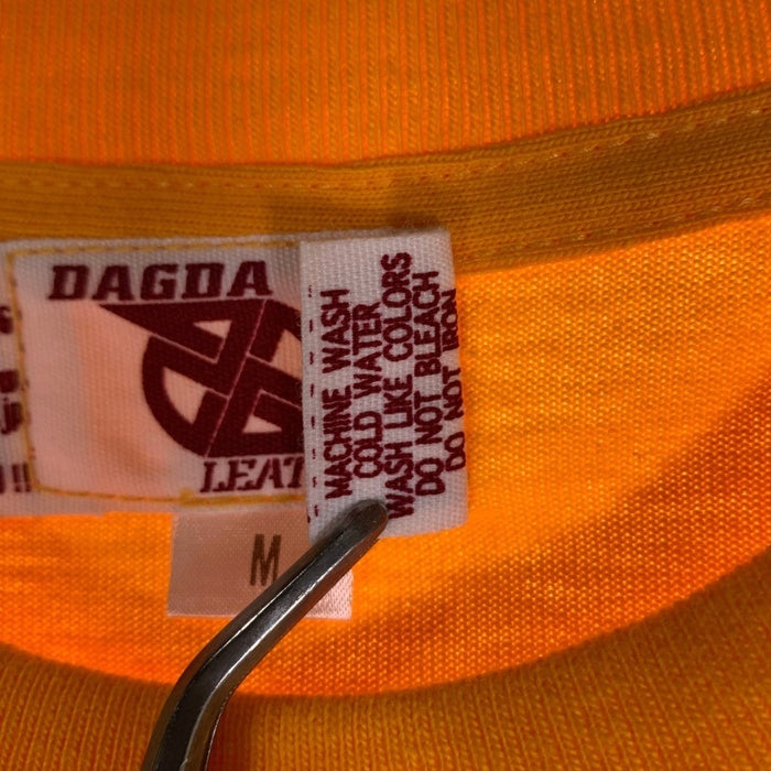 Dagda Leathers ダグダレザーズ プリントTシャツ 袖刺繡 イエロー 旧マッコイ 滝沢氏 Size M 福生店