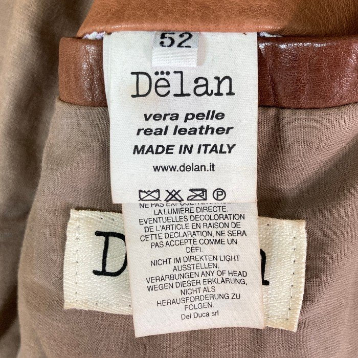 Delan デラン スタンドカラー レザージャケット ブラウン size52 瑞穂店