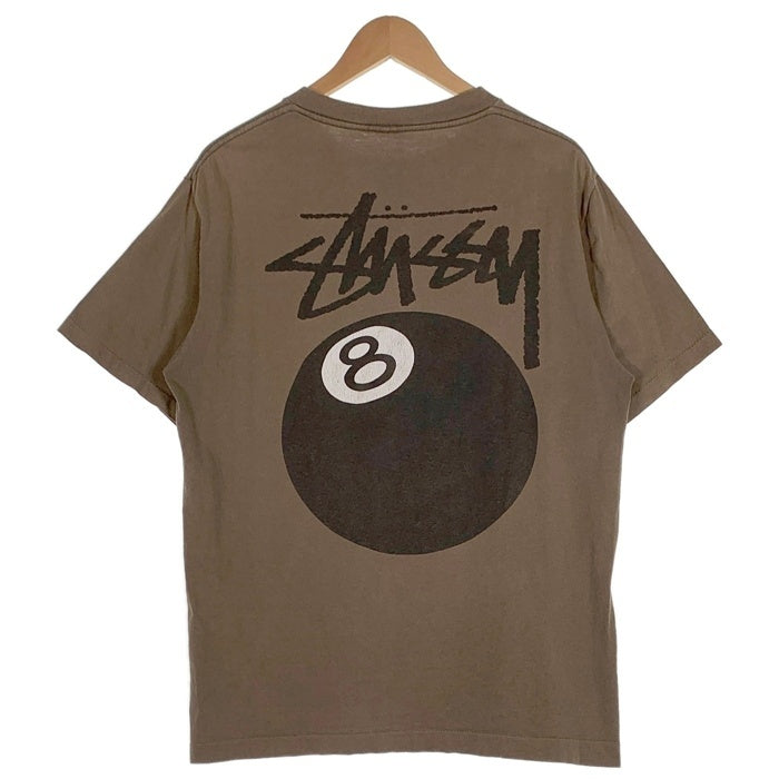 90's STUSSY ステューシー 8ball 8ボール 半袖 Tシャツ ブラウン USA製 Size L 福生店