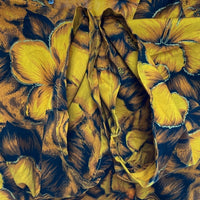 60's コットン アロハ ポロシャツ ハイビスカス柄 ゴールド Size L相当 瑞穂店