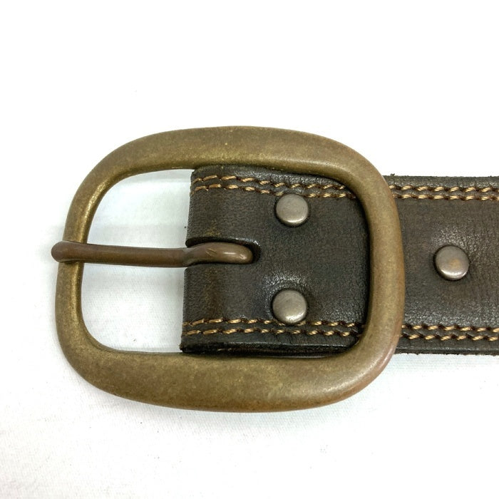 MOTO モト leather & silver moto solid brass バックル レザーベルト ブラウン size2 瑞穂店