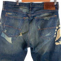 DENIM&SUPPLY RALPH LAUREN デニムアンドサプライ ラルフローレン ストレートデニムパンツ USED ダメージ リペア加工 インディゴ Size 33×30 福生店