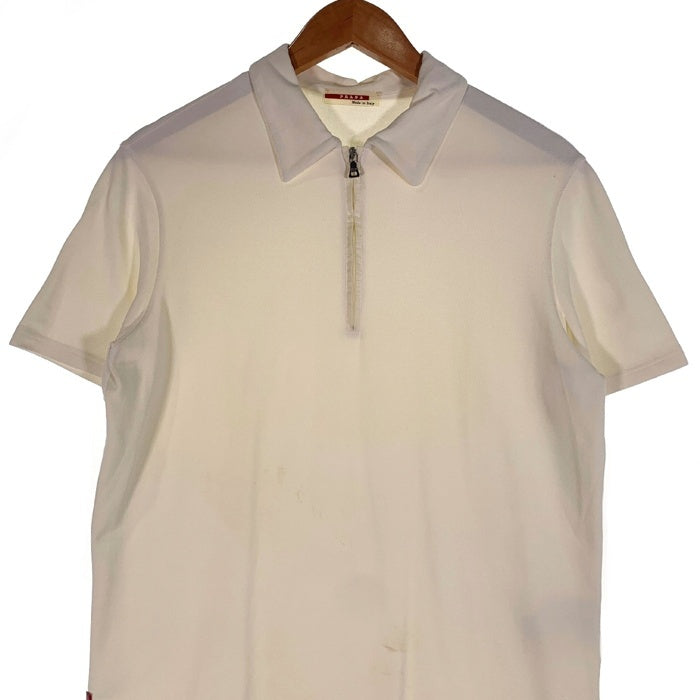 PRADA SPORT プラダスポーツ ハーフジップ 半袖ポロシャツ 生成り ETB0963 Size M 福生店