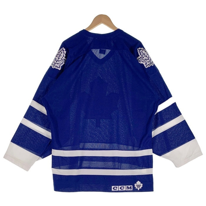 CCM シーシーエム Tronto Maple Leafs NHL トロント メープル リーフス 七分丈 ラグランスリーブ ホッケーシャツ ブルー ホワイト Size L 福生店
