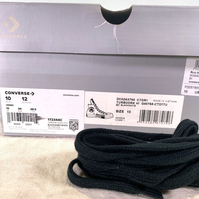 CONVERSE コンバース RICK OWENS DRKSHDW リックオウエンス ダークシャドウ TURBODRK CHUCK 70 HI ターボダーク チャックテイラー ハイ ブラック 172344C Size US10 (28.5cm) 福生店