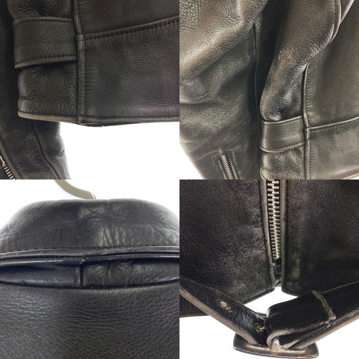 FIRST Genuine Leather ファーストジェニュインレザー ダブルライダースジャケット ブラック size38 瑞穂店