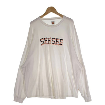 SEE SEE シーシー SUPER BIG ROUND LONG-SLEEVE スーパービッグラウンドロングスリーブ Tシャツ ロゴプリント ホワイト Size L 福生店