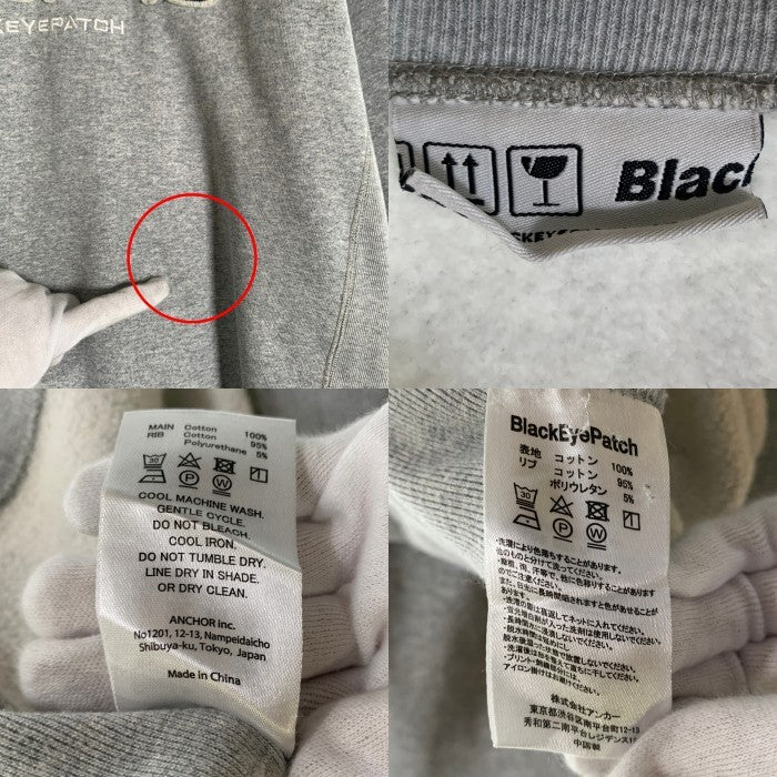 THE BLACK EYE PATCH ブラックアイパッチ 取扱注意 クルーネック スウェット グレー Size M 福生店