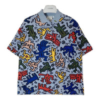 LACOSTE ラコステ Ketih Haring キース へリング 総柄 ポロシャツ ブルー size38 瑞穂店