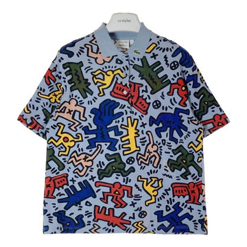 LACOSTE ラコステ Ketih Haring キース へリング 総柄 ポロシャツ ブルー size38 瑞穂店