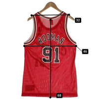 90's Champion チャンピオン Chicago Bulls シカゴブルズ DENIS RODMAN デニス ロッドマン NBA 50周年 ゴールドパッチ タンクトップ ユニフォーム レッド USA製 Size 40 福生店