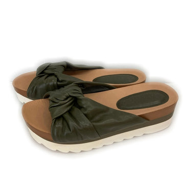 STACCATO スタッカート ツイストレザーフラットサンダル カーキ Size23.5 瑞穂店