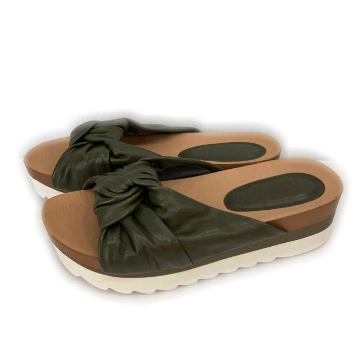 STACCATO スタッカート ツイストレザーフラットサンダル カーキ Size23.5 瑞穂店