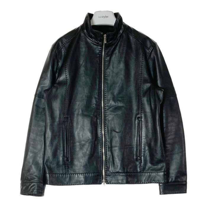 MENS BIGI メンズビギ M0143LJM001 スタンドカラー シングルライダース レザージャケット ブラック size03 瑞穂店