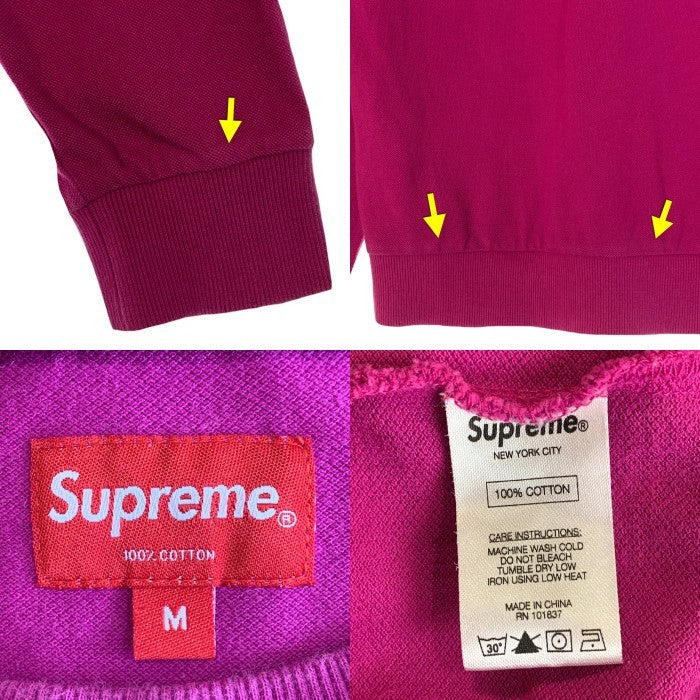 SUPREME シュプリーム Small Box Pique L/S Tee スモールボックスロゴ ピケ ロングスリーブTシャツ パープル 鹿の子 Size M 福生店