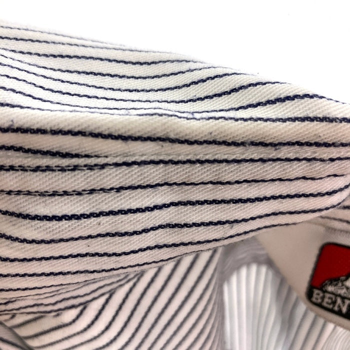 BEN DAVIS ベンデイビス USA製 ストライプ 長袖ワークシャツ ホワイト sizeM 瑞穂店