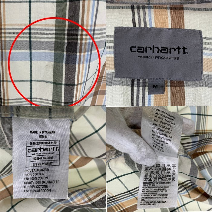 CAHARTT W.I.P カーハート ワークインプログレス S/S VILAY SHIRT 半袖 チェックシャツ ベージュ ナチュラル I028944.05.90.03 Size M 福生店
