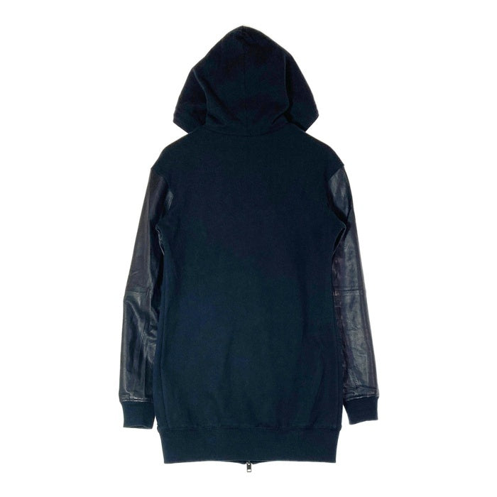DIESEL ディーゼル レザー 切り替え スウェット ダブルジップアップ パーカー 羊革 ブラック sizeS 瑞穂店