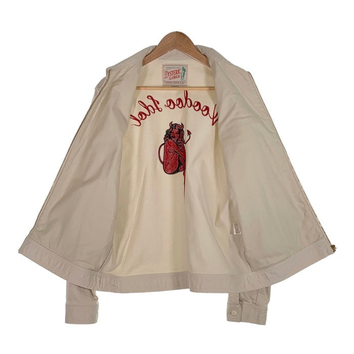 HYSTERIC GLAMOUR ヒステリックグラマー ベッドフォードコードストレッチ EVIL WOMAN ジップアップジャケット アイボリー 刺繡 0261AB07 Size L 福生店