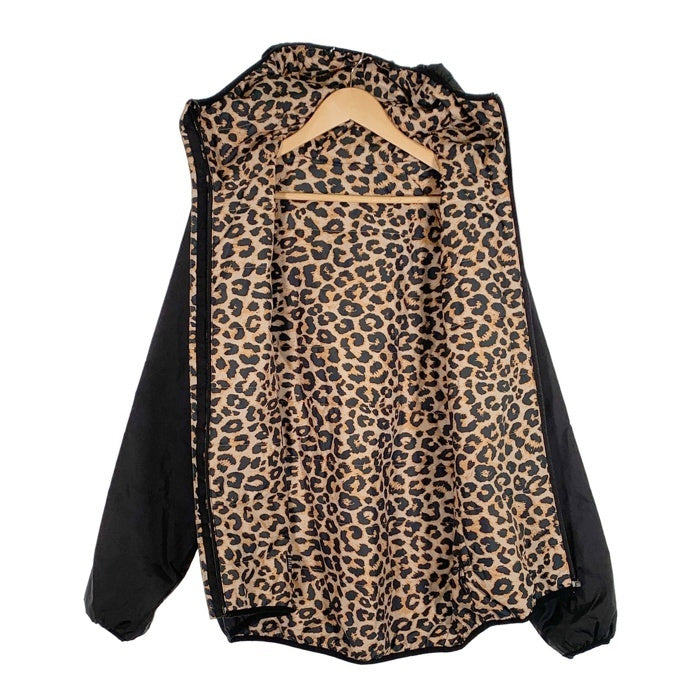 STUSSY ステューシー レオパード リバーシブル パーカー ジャケット プリント ブラック 中綿 ポリエステル Size M 福生店