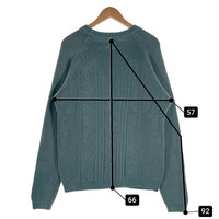 ARMANI JEANS アルマーニジーンズ ウール ポリエステル ケーブルニットセーター クルーネック ラグラン グリーン イタリア製 Size L 福生店