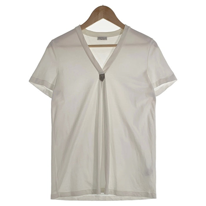 BRUNELLO CUCINELLI ブルネロクチネリ Vネック 半袖カットソー コットン ホワイト Size L 福生店